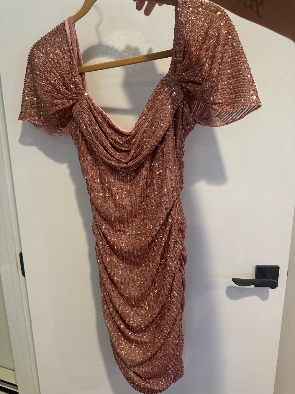 Hello Molly Pink Sequin Draped Cocktail Dress